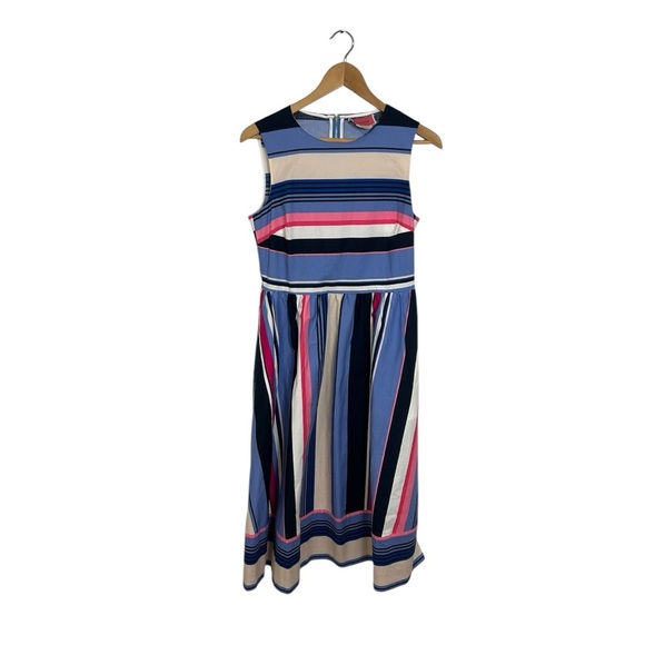 Kate Spade Iconic Colorful Berber Fit & Flare Striped Exposed Zipper Dress Sz 4 - Picture 1 of 12